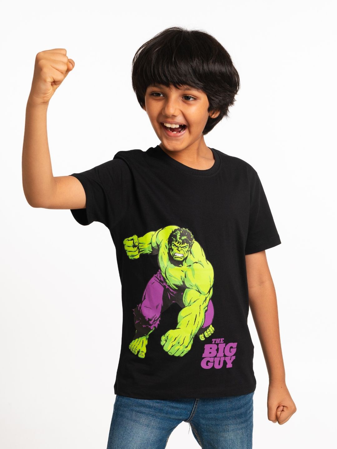 

Nap Chief Kids Unisex Hulk Printed Round Neck Cotton T-shirt, Black