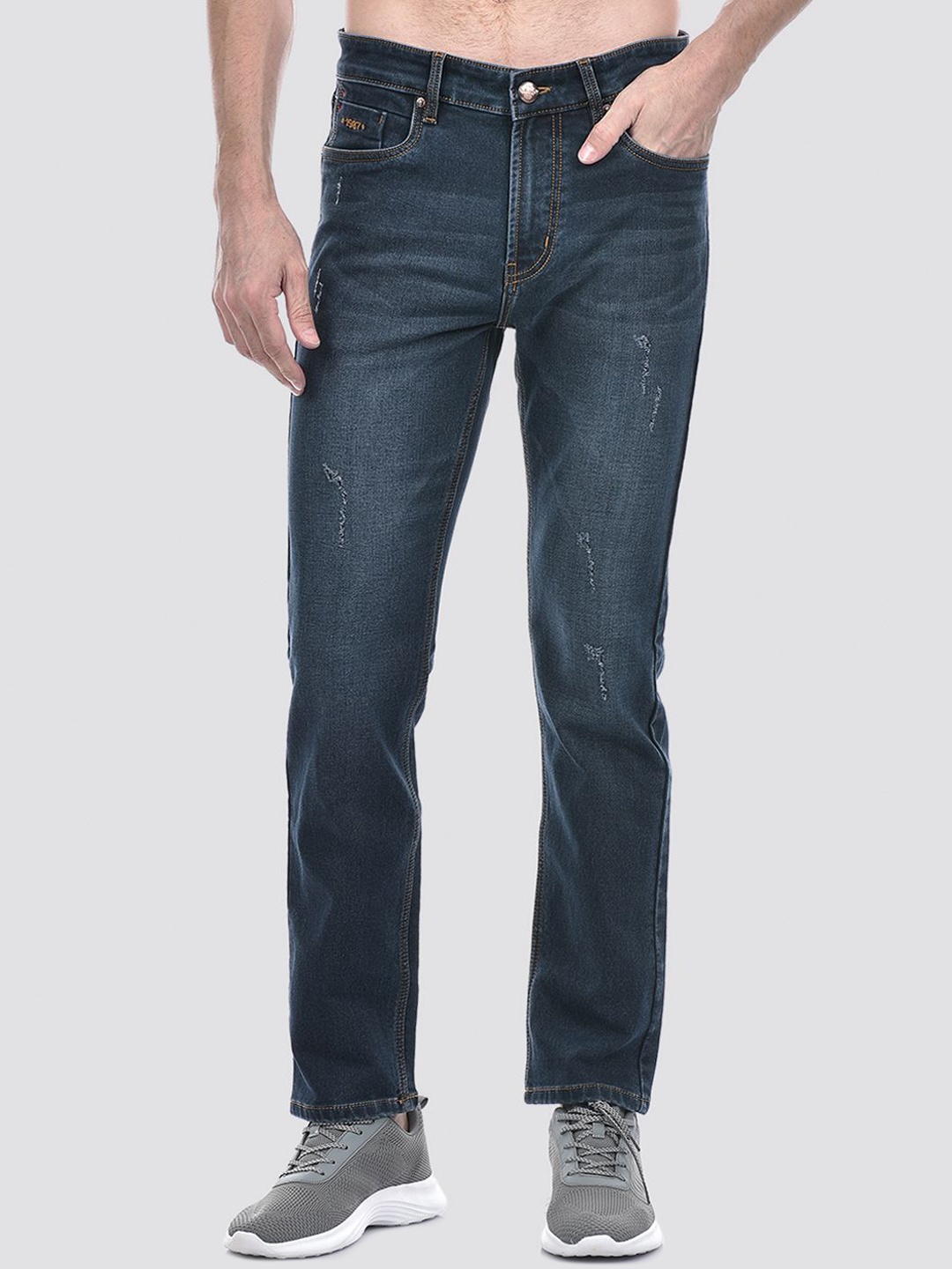 

Numero Uno Men Mid-Rise Slim Fit Low Distress Light Fade Jeans, Blue