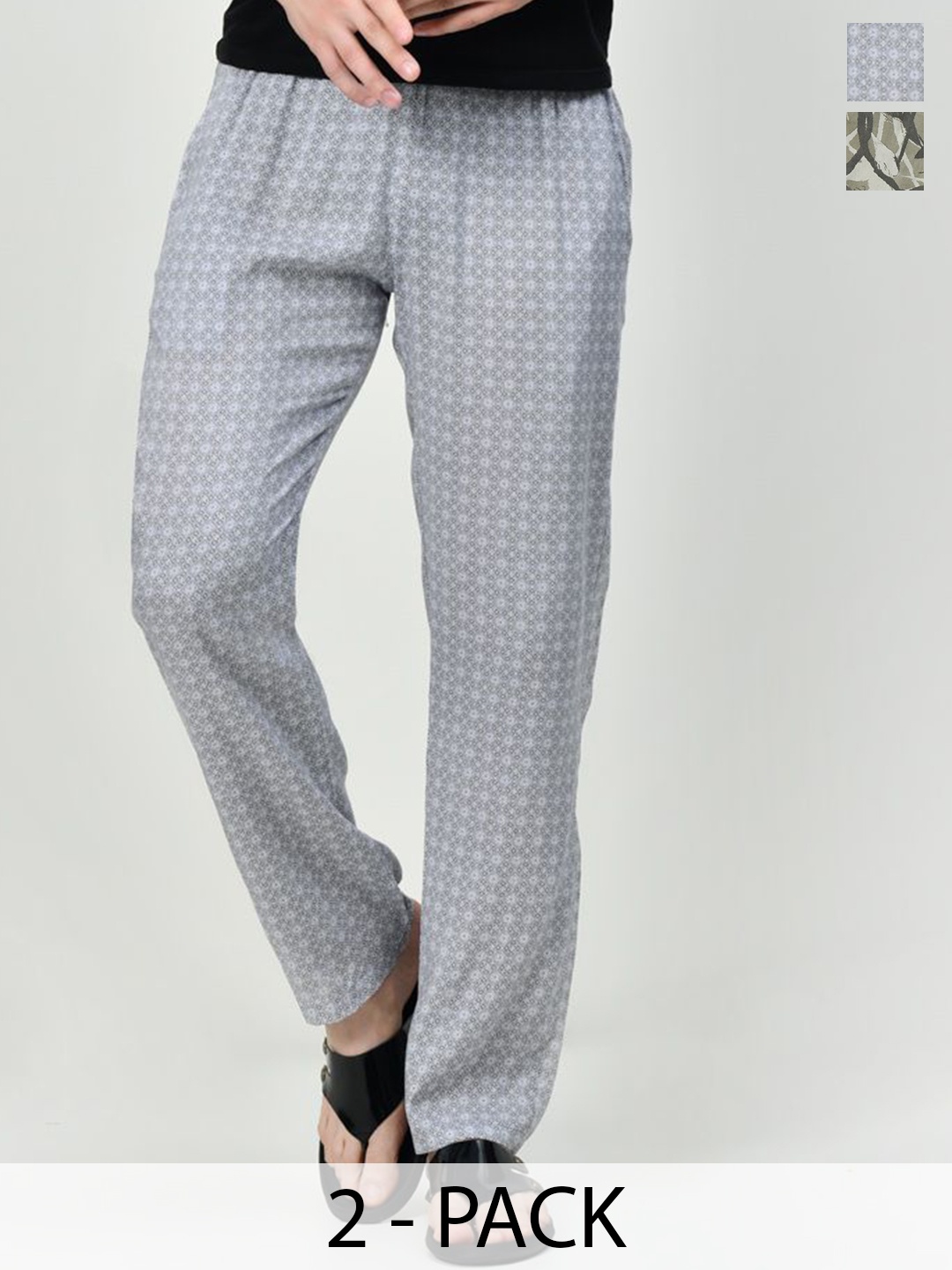 

BAESD Pack Of 2 Printed Pure Cotton Lounge Pants, Grey