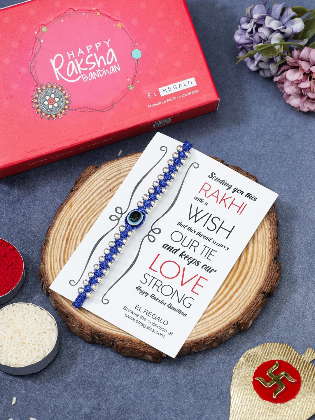 

EL REGALO Beaded Thread Rakhi, Blue