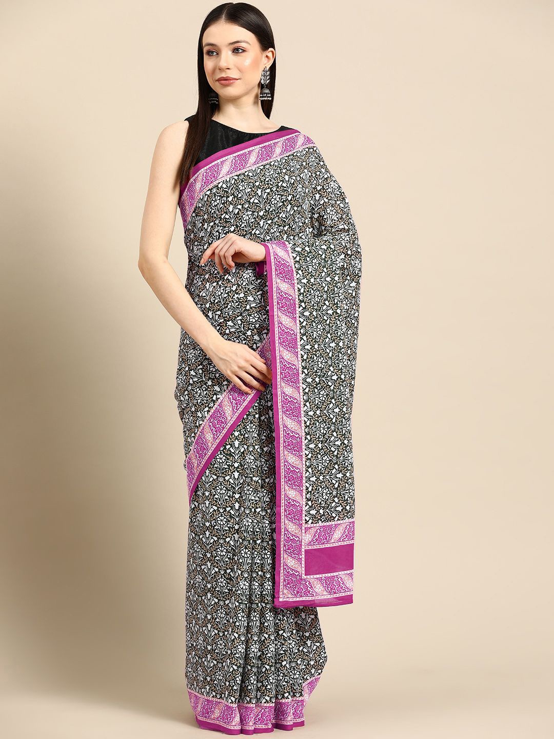 

BUTA BUTI Pink Color Floral Pure Cotton Printed Saree