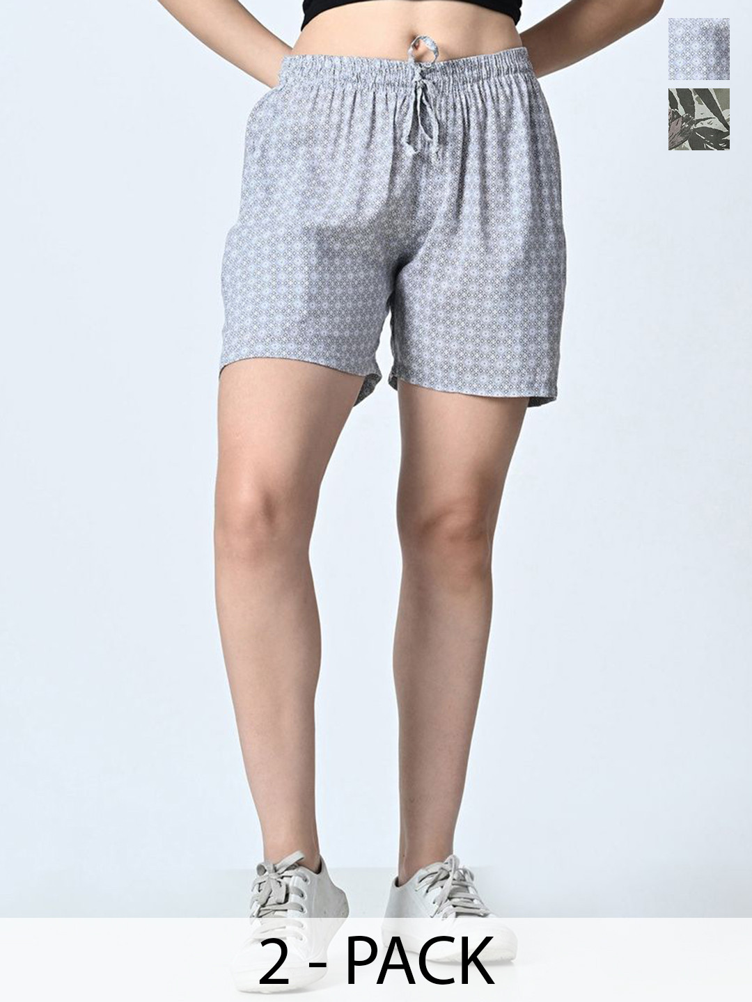 

BAESD Women Printed High-Rise Pure Cotton Shorts, Green