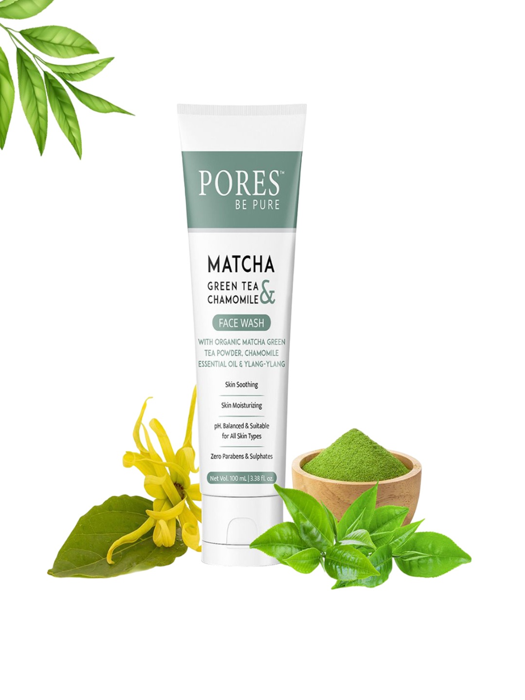 

PORES Be Pure Matcha Green Tea & Chamomile Face Wash - 100ml, White