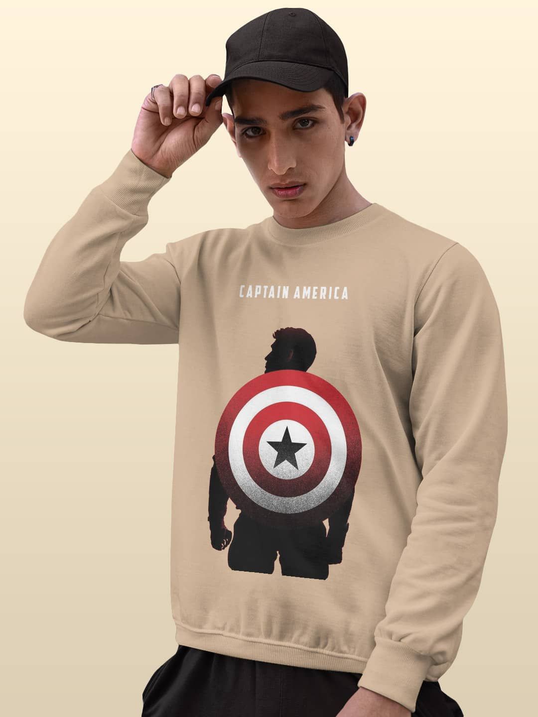 

macmerise Men Printed Sweatshirt, Beige