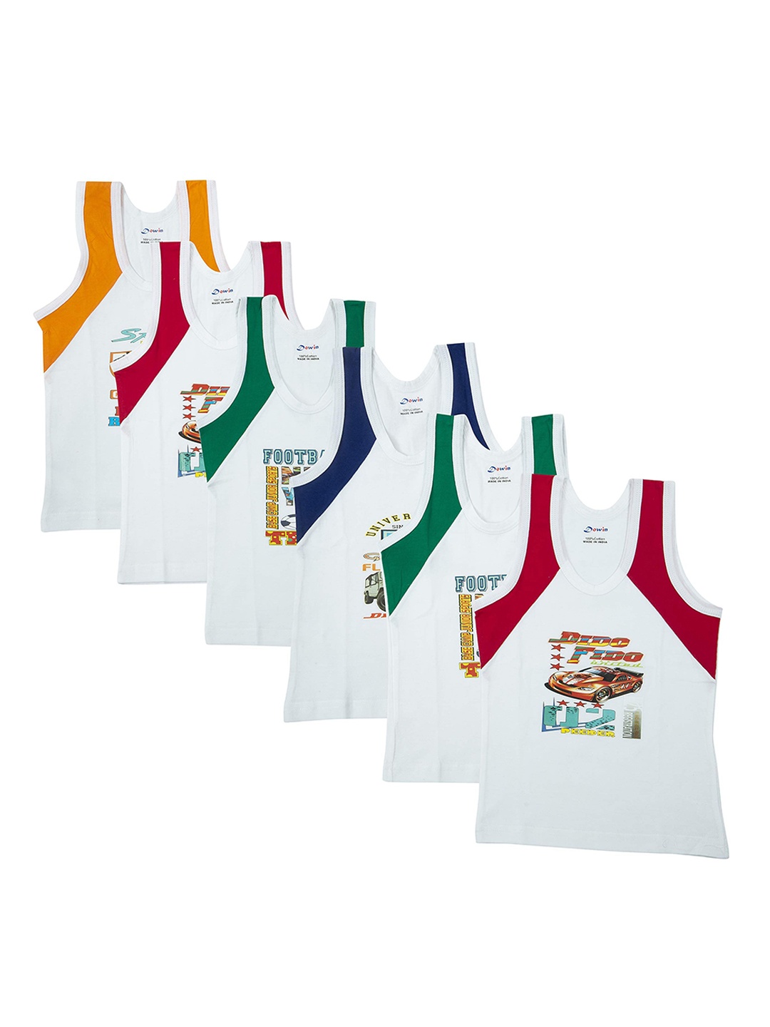 

Dowin Infants Boys Pack Of 6 Cotton Basic Innerwear Vests, White