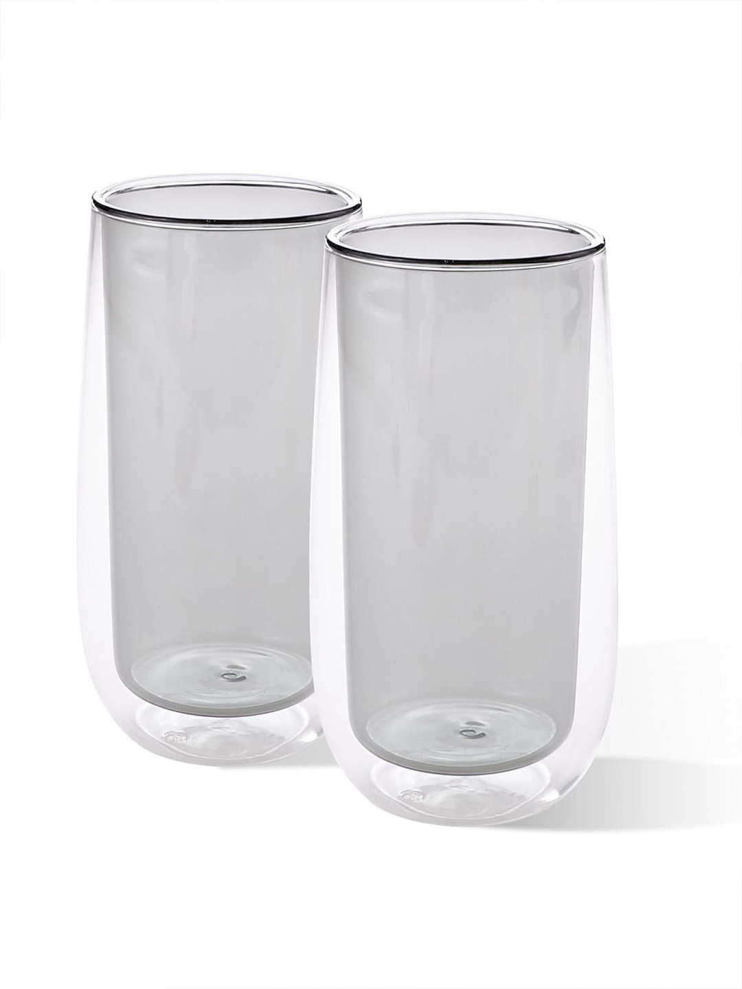 

Kuber Industries Grey 2 Pieces Double Walled Water Glasses 240 ml Each