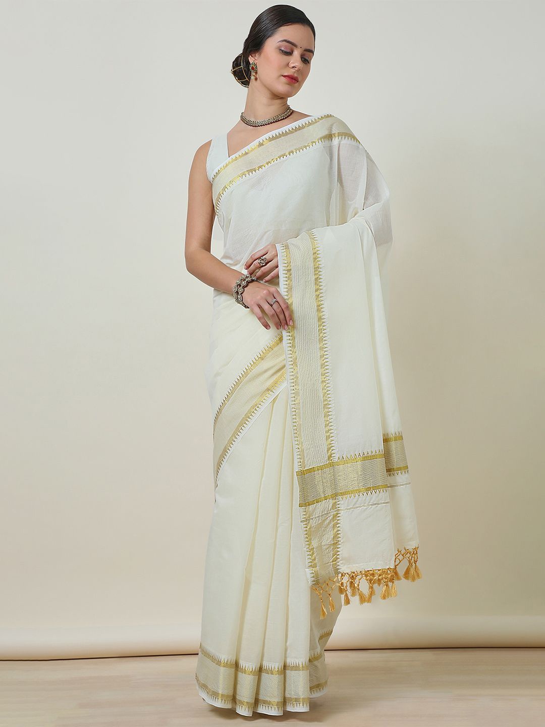 

Soch Zari Kasavu Saree, Cream