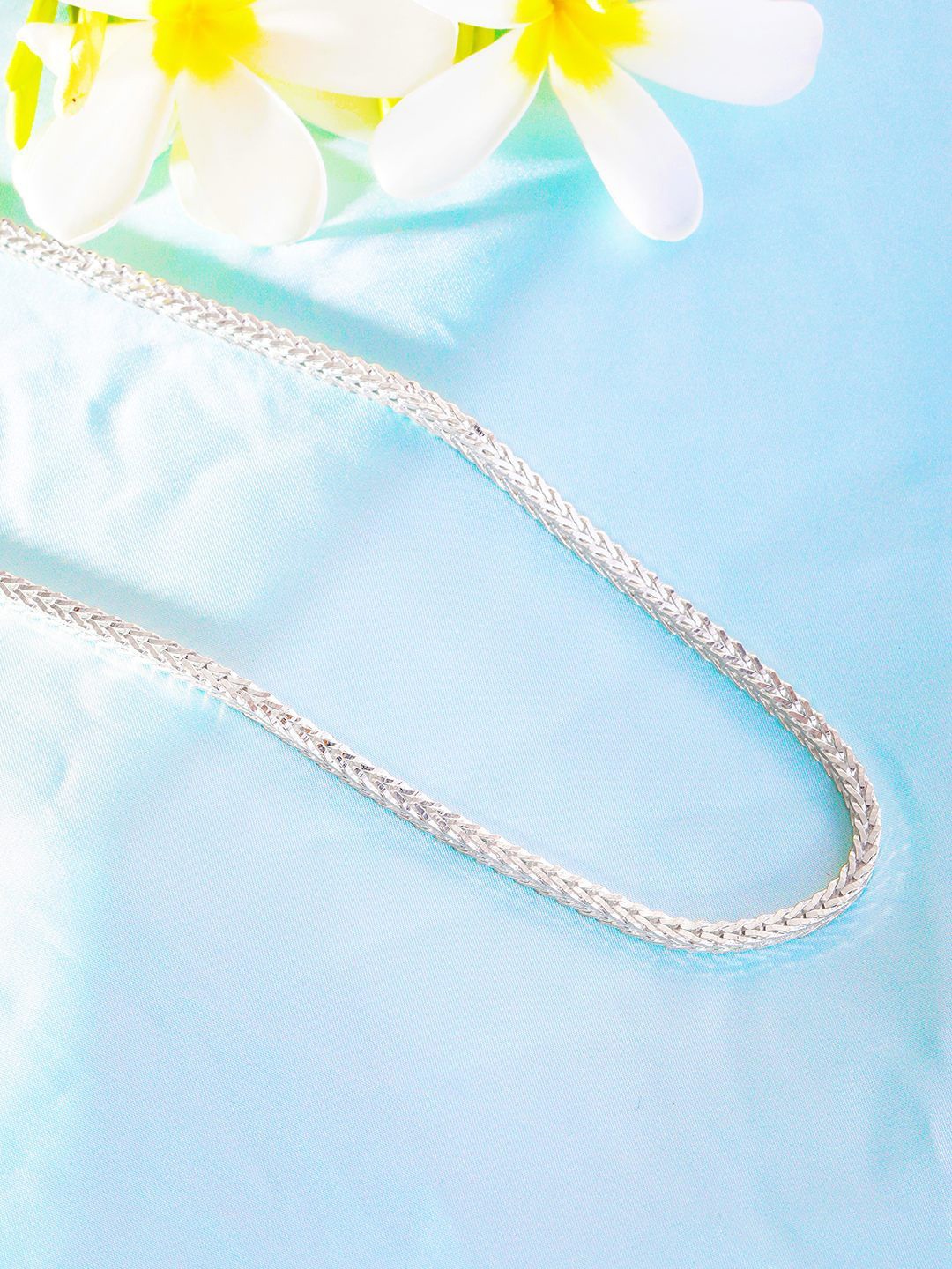 

Zavya Men 925 Sterling Silver Rhodium-Plated Minimal Weave Chain