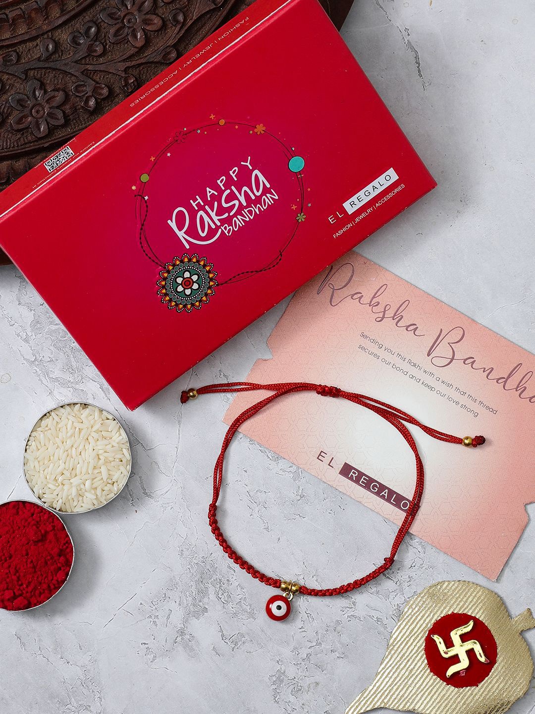 

EL REGALO Evil Eye Thread Rakhi, Red