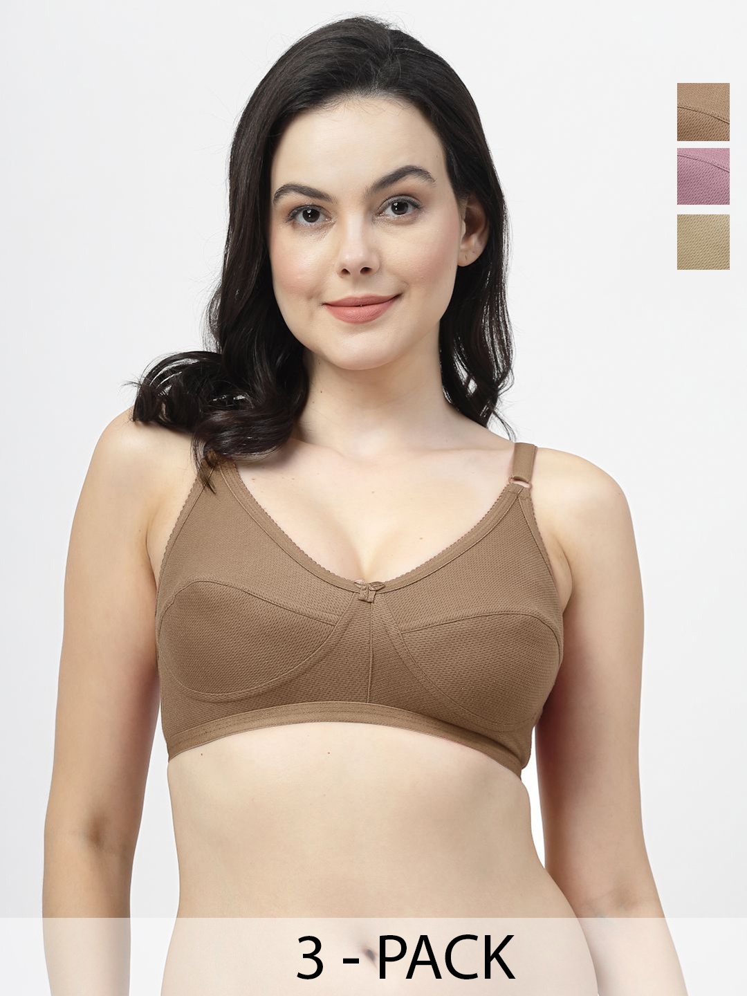

SHYAM SONS FLAIR Pack of 3 Non Padded Full Coverage Bra, Beige