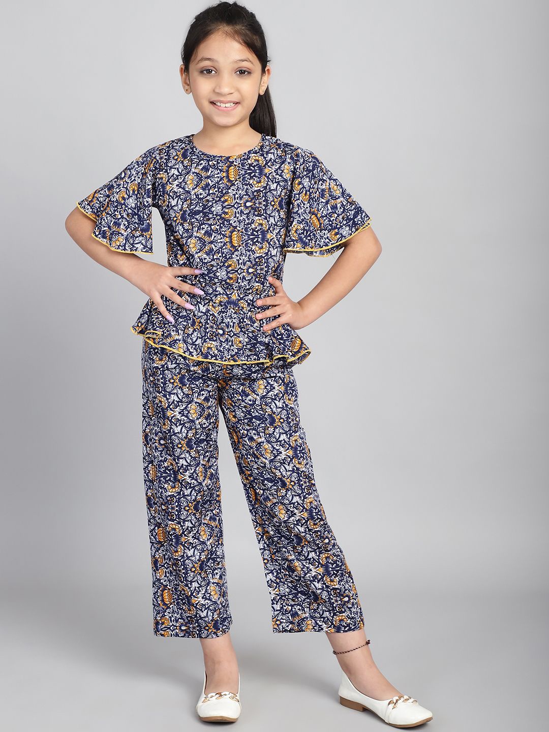

Baawri Girls Printed Top With Trouser, Blue