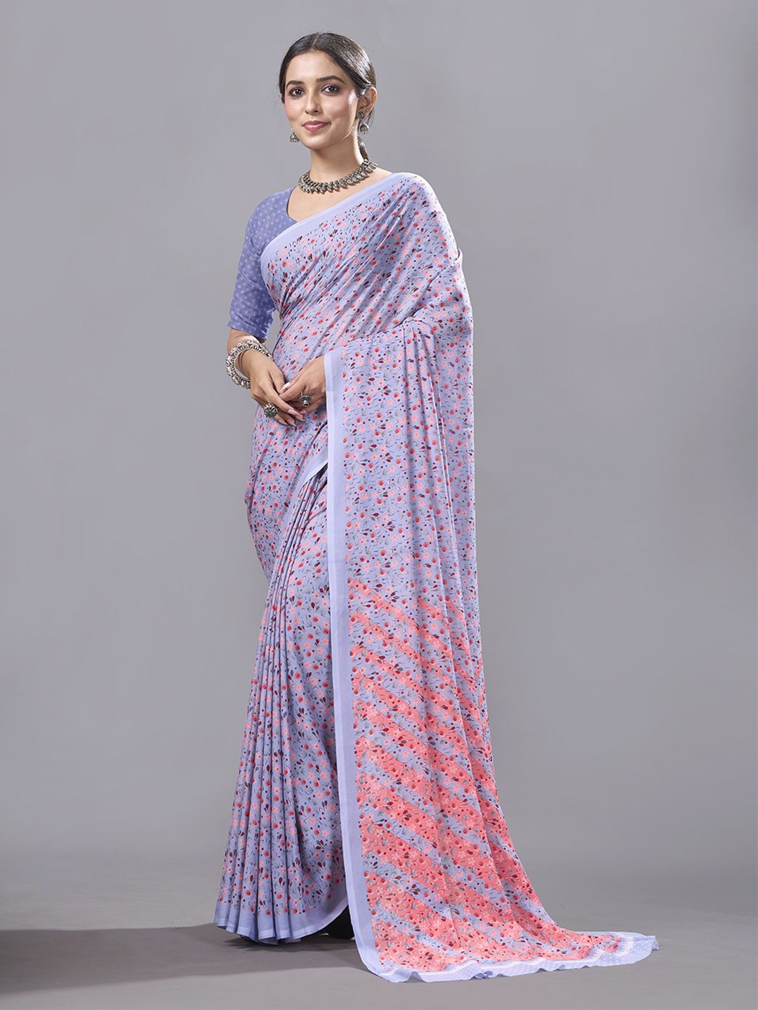 

NIRMAL CREATION Floral Saree, Purple