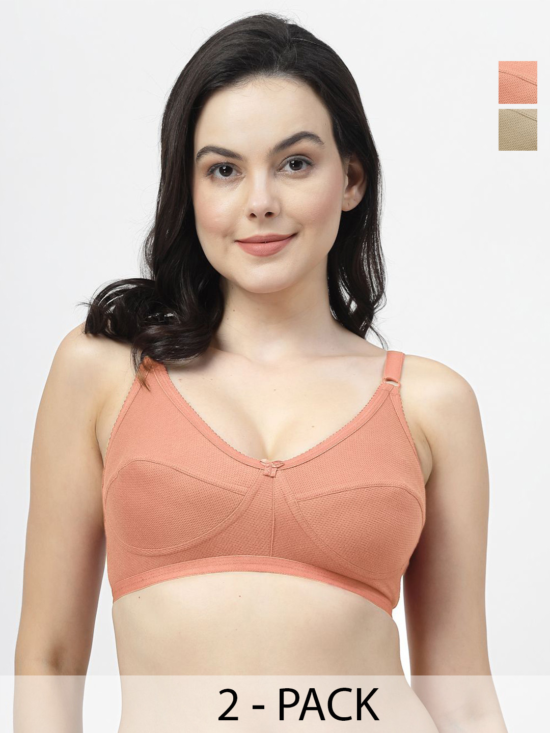 

SHYAM SONS FLAIR Pack of 2 Non Padded Full Coverage Bra, Orange