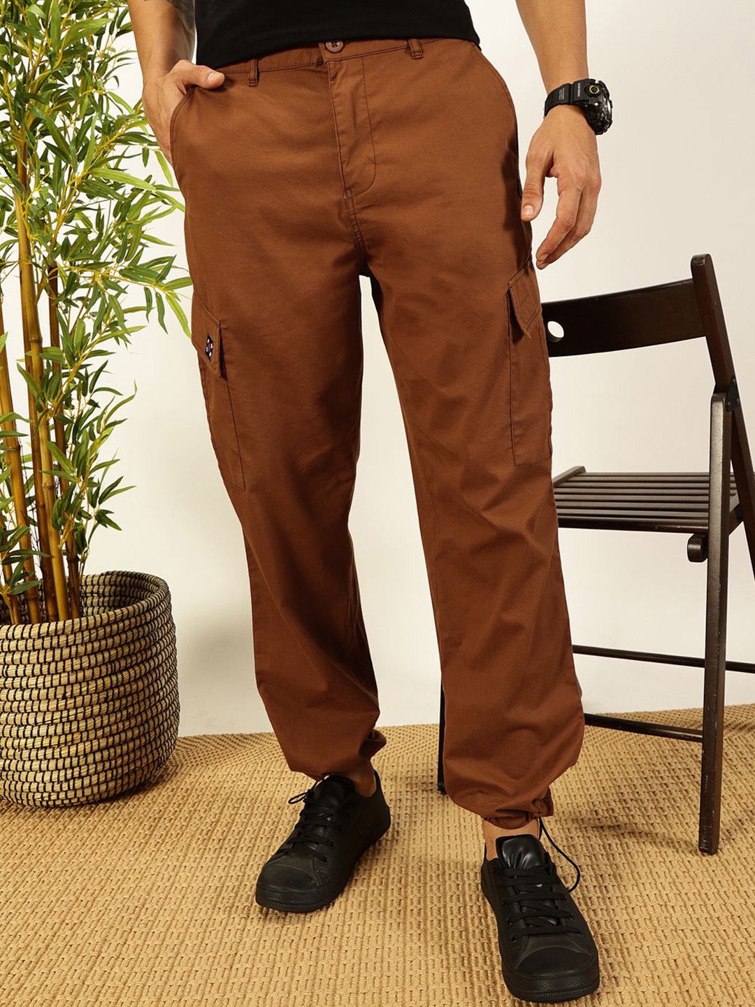 

Thomas Scott Men Smart Parachute Pure Cotton Cargo Trouser, Brown