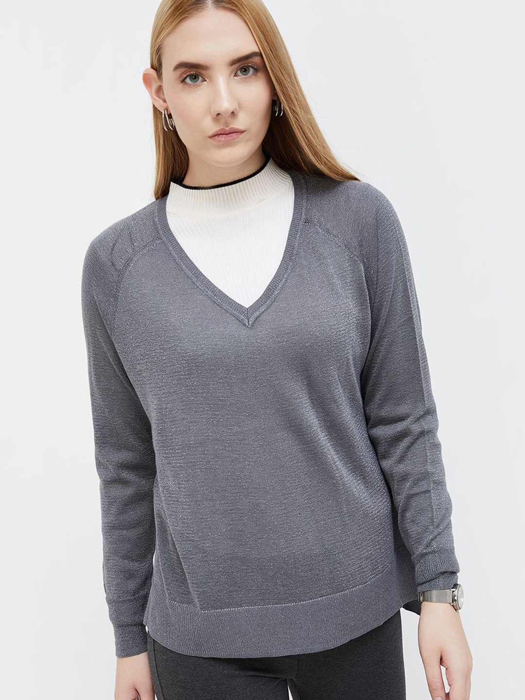 

CODE by Lifestyle Mandarin Collar Top, Grey