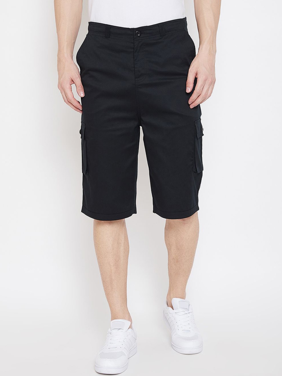 

Hypernation Men Regular Fit Cargo Shorts, Black