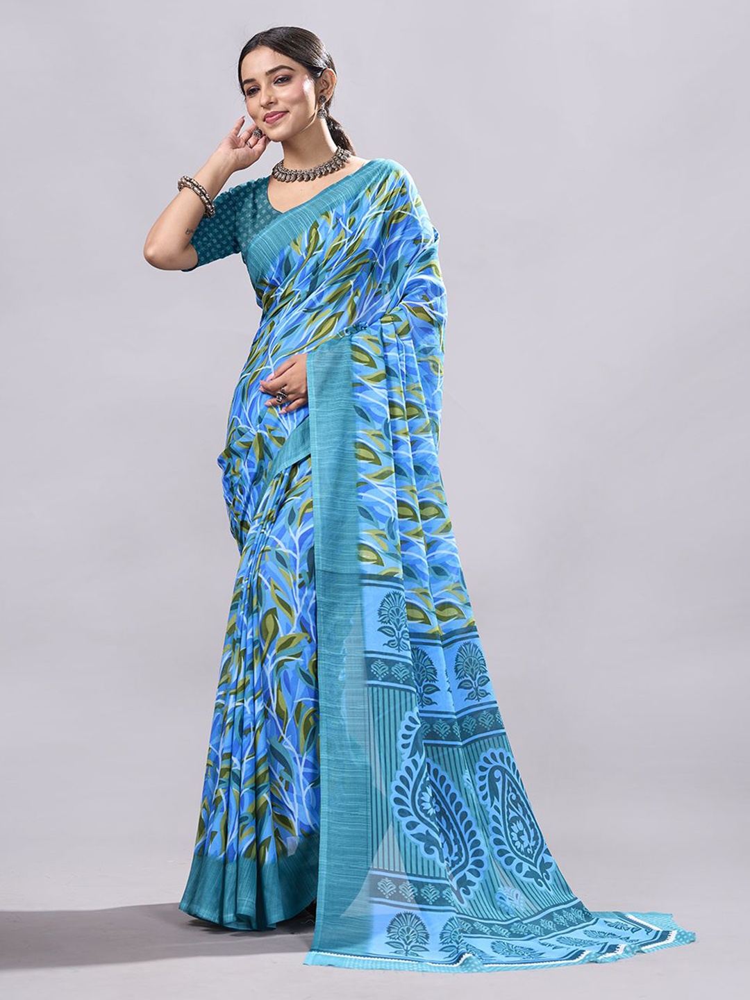 

NIRMAL CREATION Ethnic Motifs Saree, Blue
