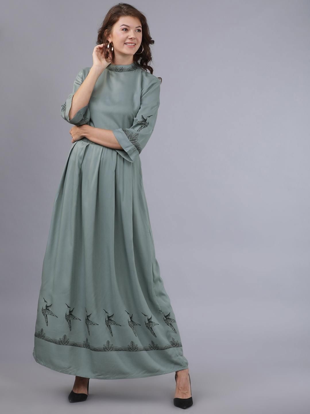 

Tokyo Talkies Women Maxi Fit and Flare Dress, Olive