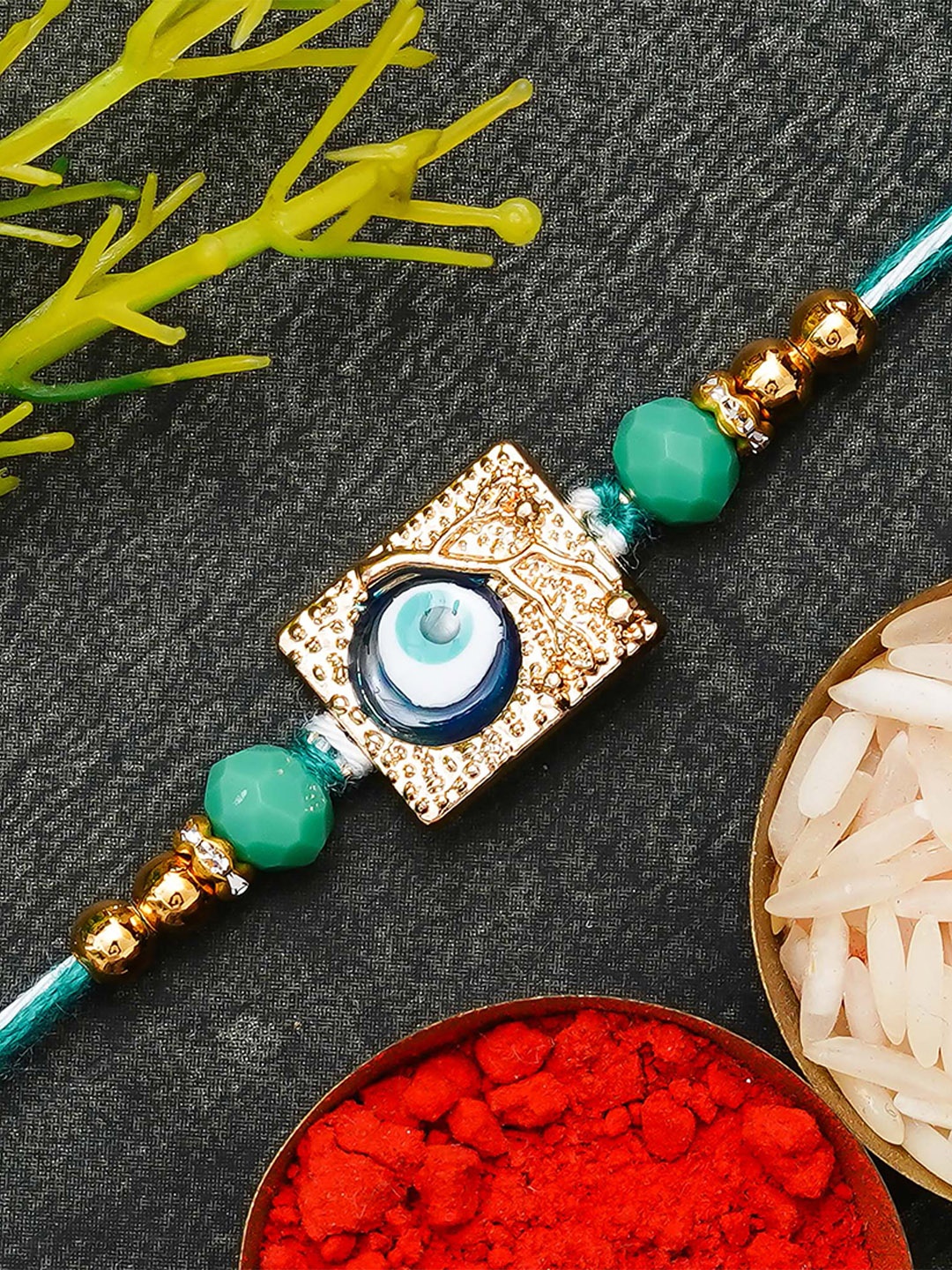 

eCraftIndia Beaded Thread Rakhi, Green