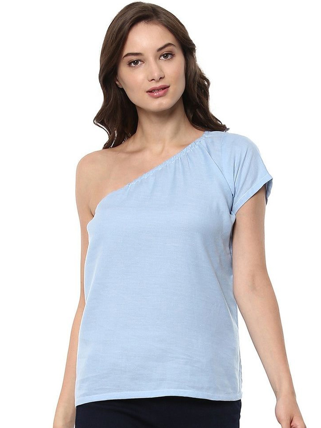 

Pannkh One Shoulder Cotton Top, Blue