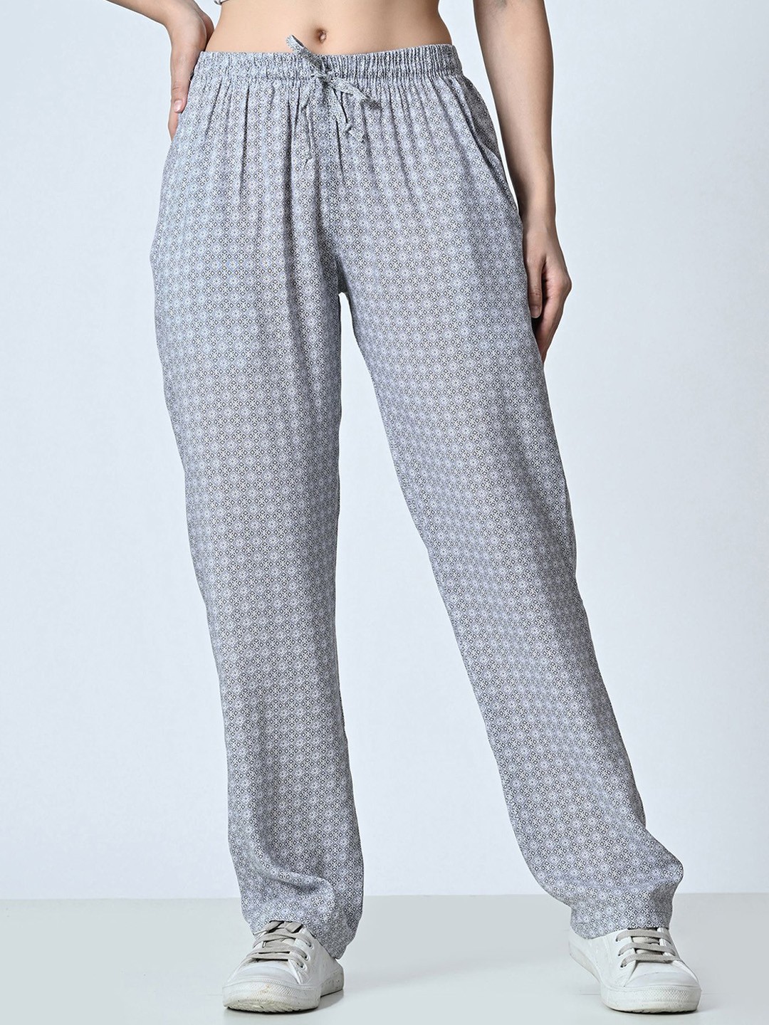 

BAESD Printed Pure Cotton Trousers, Grey