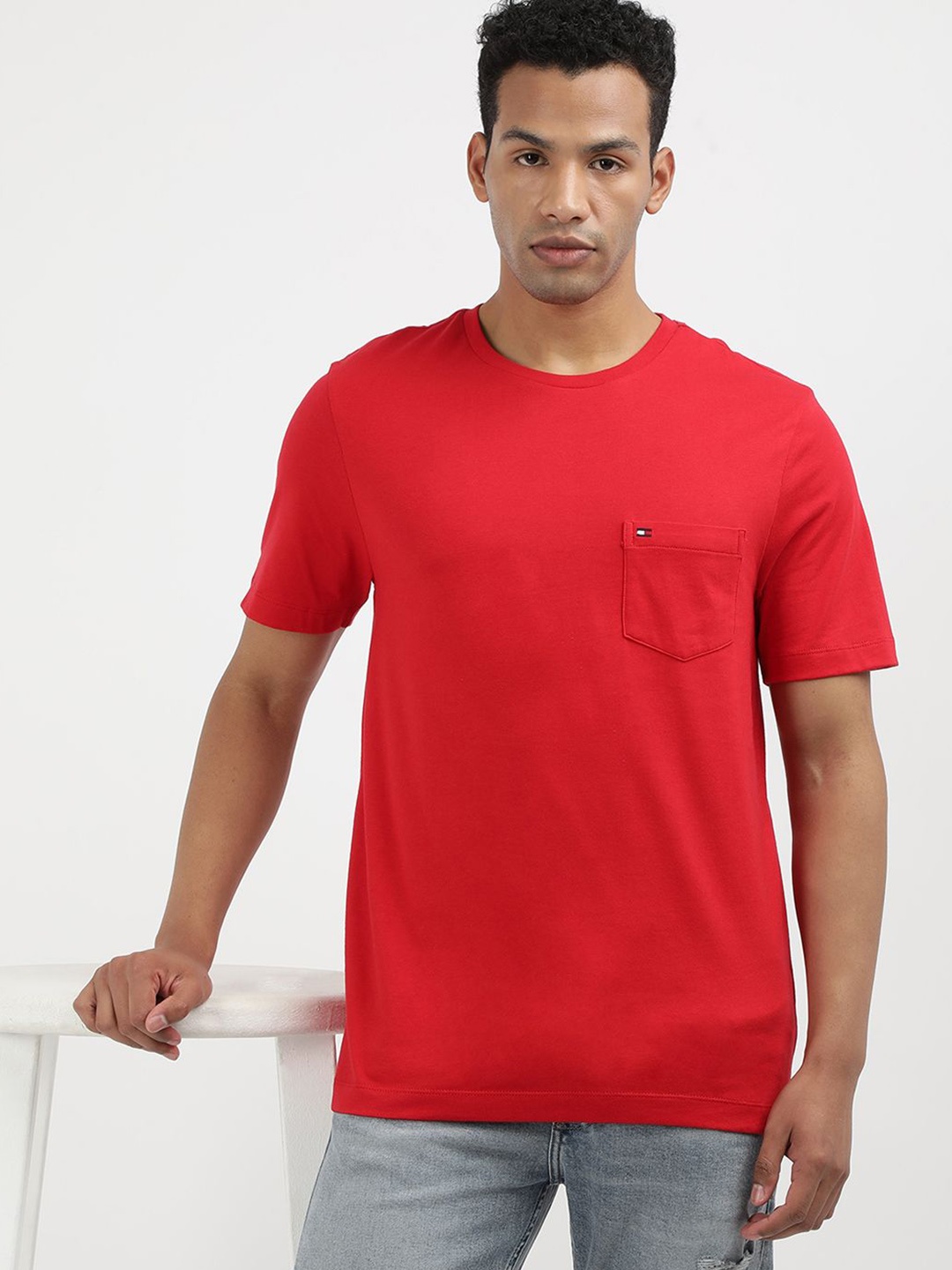 

Tommy Hilfiger Men Solid Round Neck Cotton T-shirt, Red