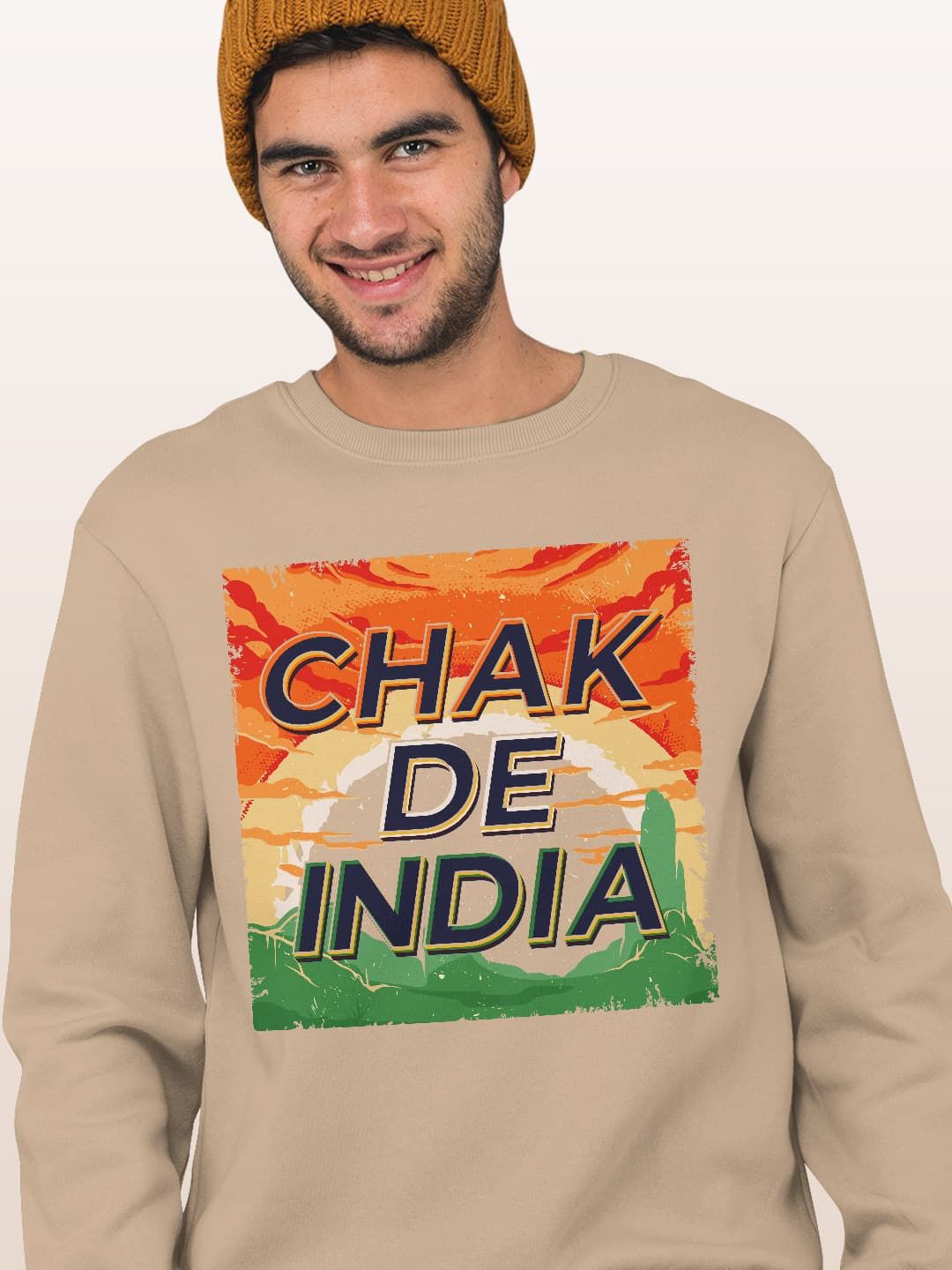 

macmerise Men Printed Sweatshirt, Beige