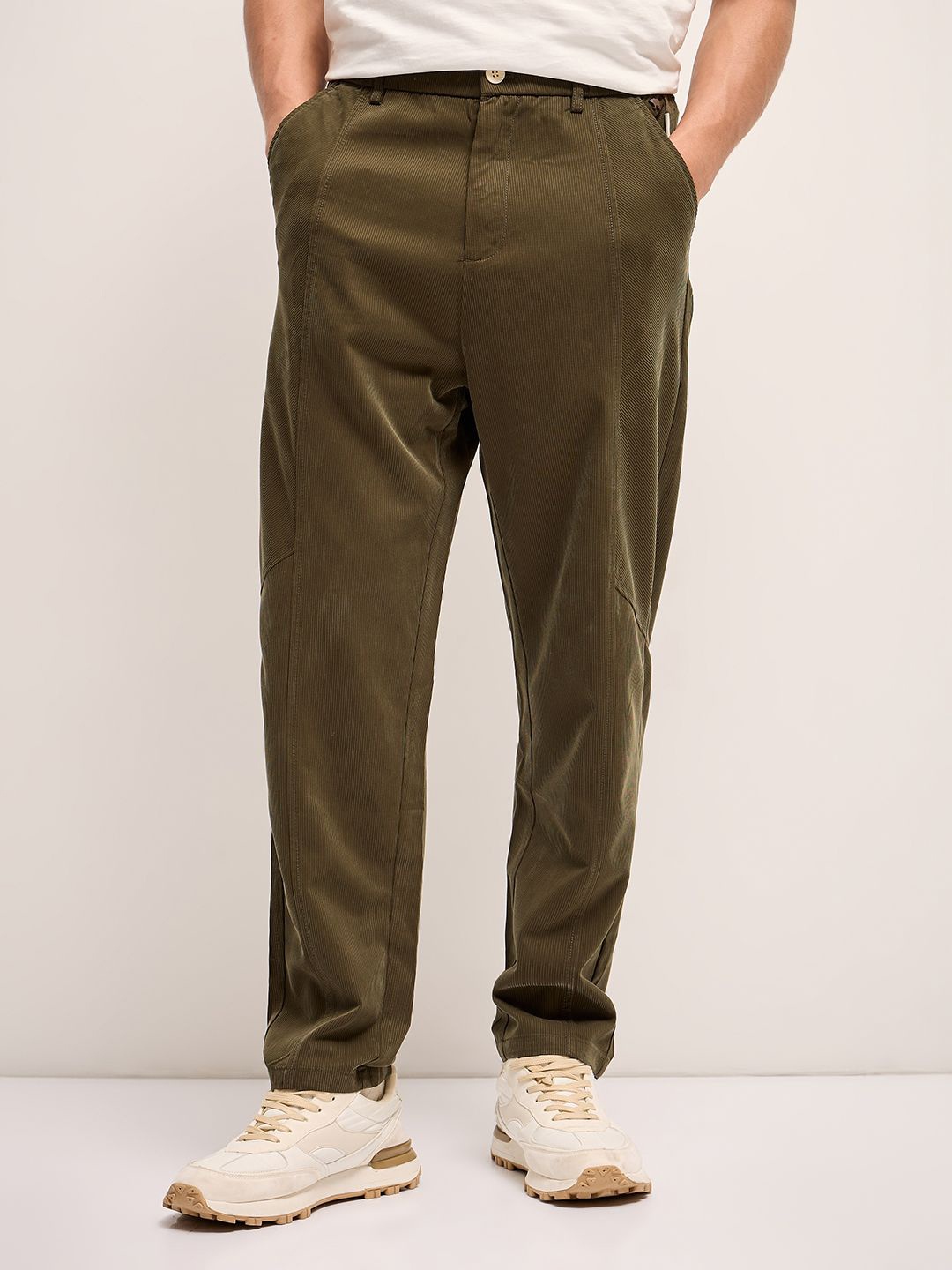 

THE BEAR HOUSE Men Solid Regular Fit Casual Pant, Olive