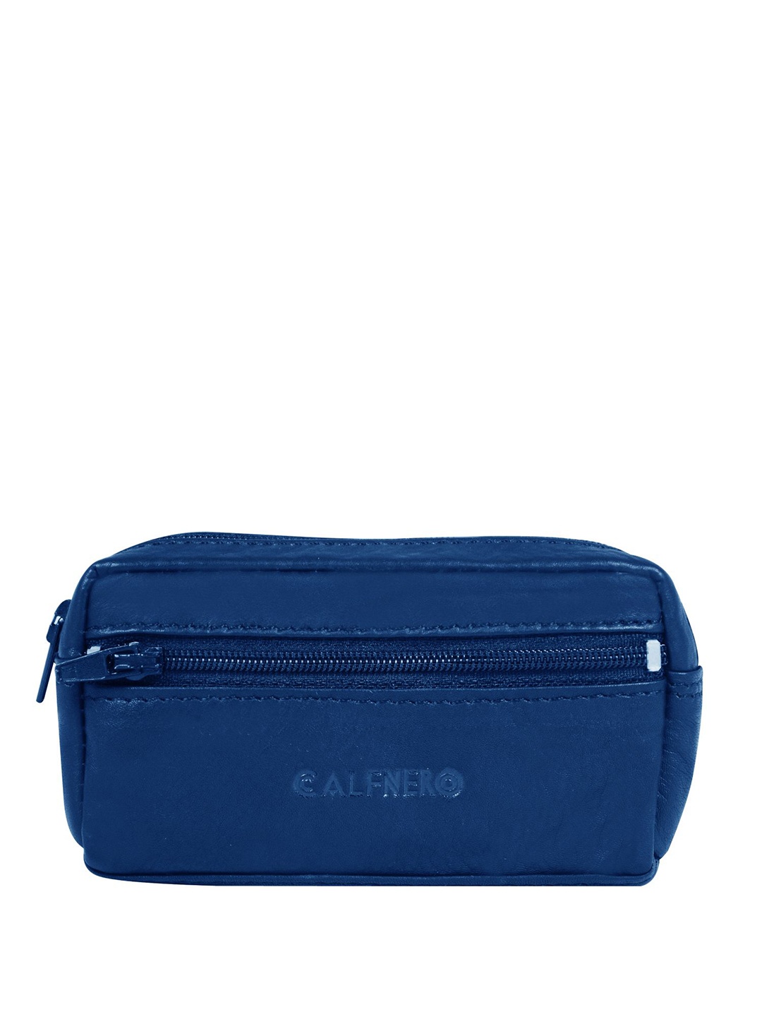 

CALFNERO Unisex Leather Zip Around Wallet, Navy blue