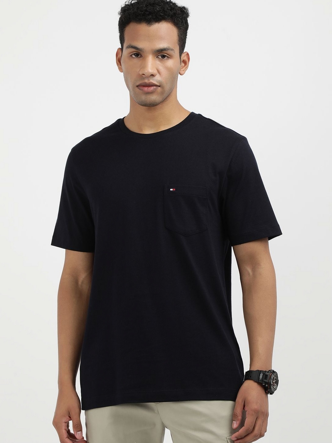 

Tommy Hilfiger Men Solid Round Neck Cotton T-shirt, Navy blue