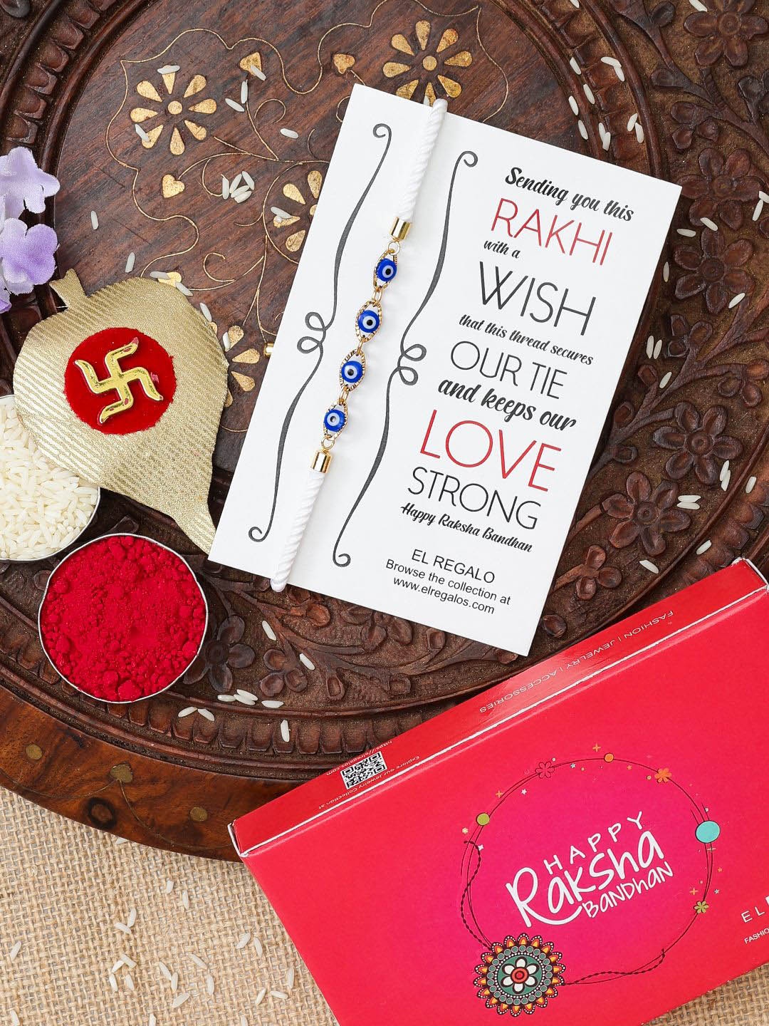 

EL REGALO Evil Eye Thread Rakhi, White