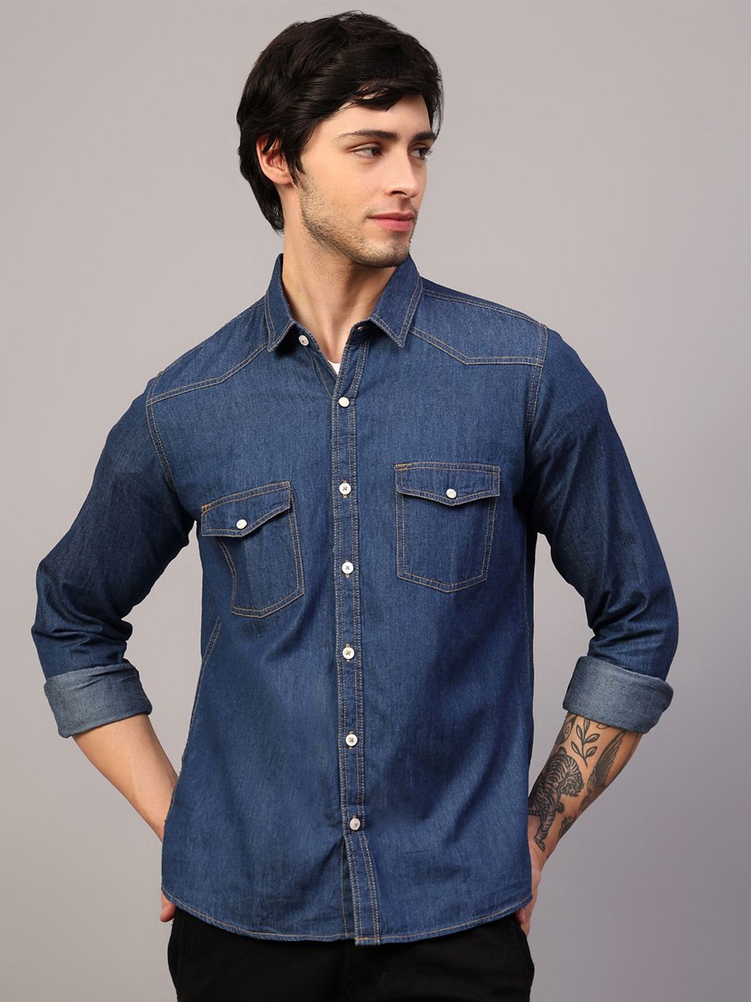 

MANTICORE Men Opaque Casual Shirt, Blue