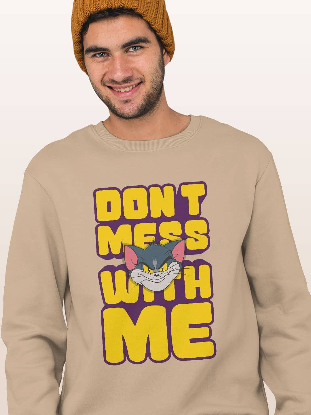 

macmerise Men Printed Sweatshirt, Beige