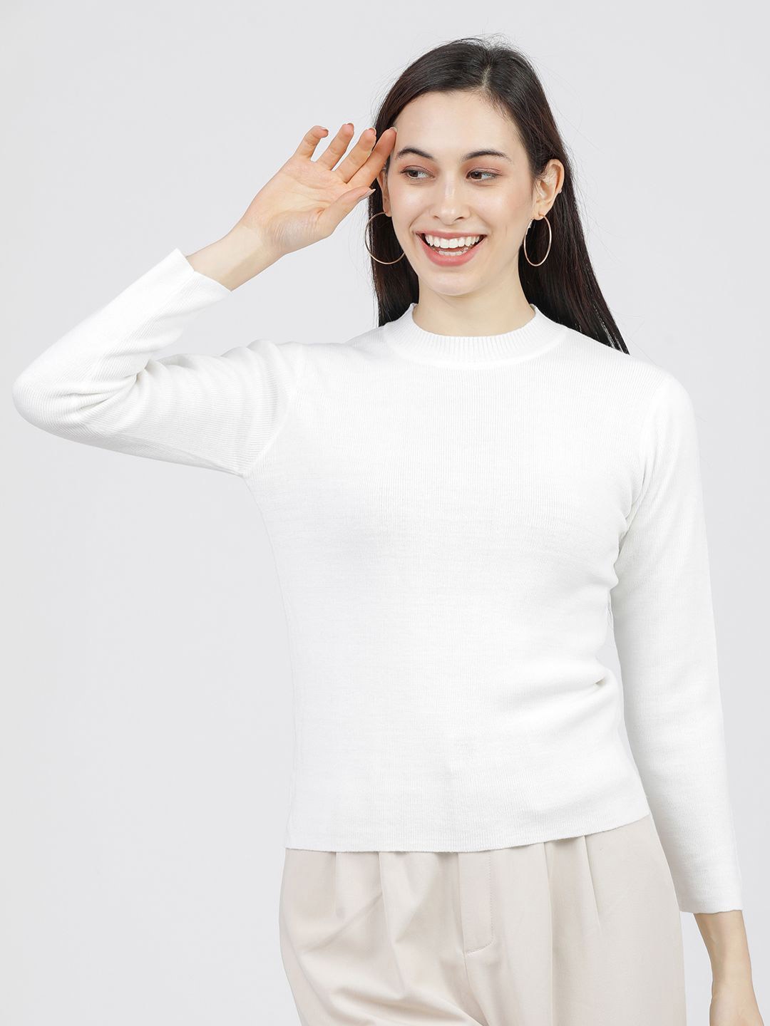 

Tokyo Talkies Women Cable Knit Pullover, Off white