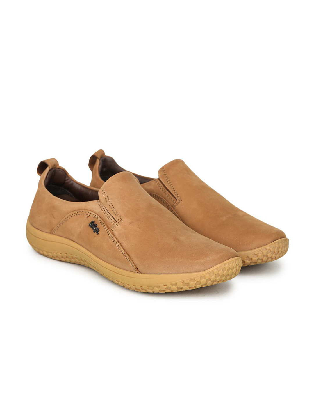 

Lee Cooper Men Leather Slip-On Sneakers, Tan