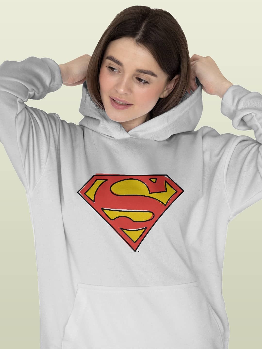 

macmerise Women Printed Hooded Sweatshirt, White