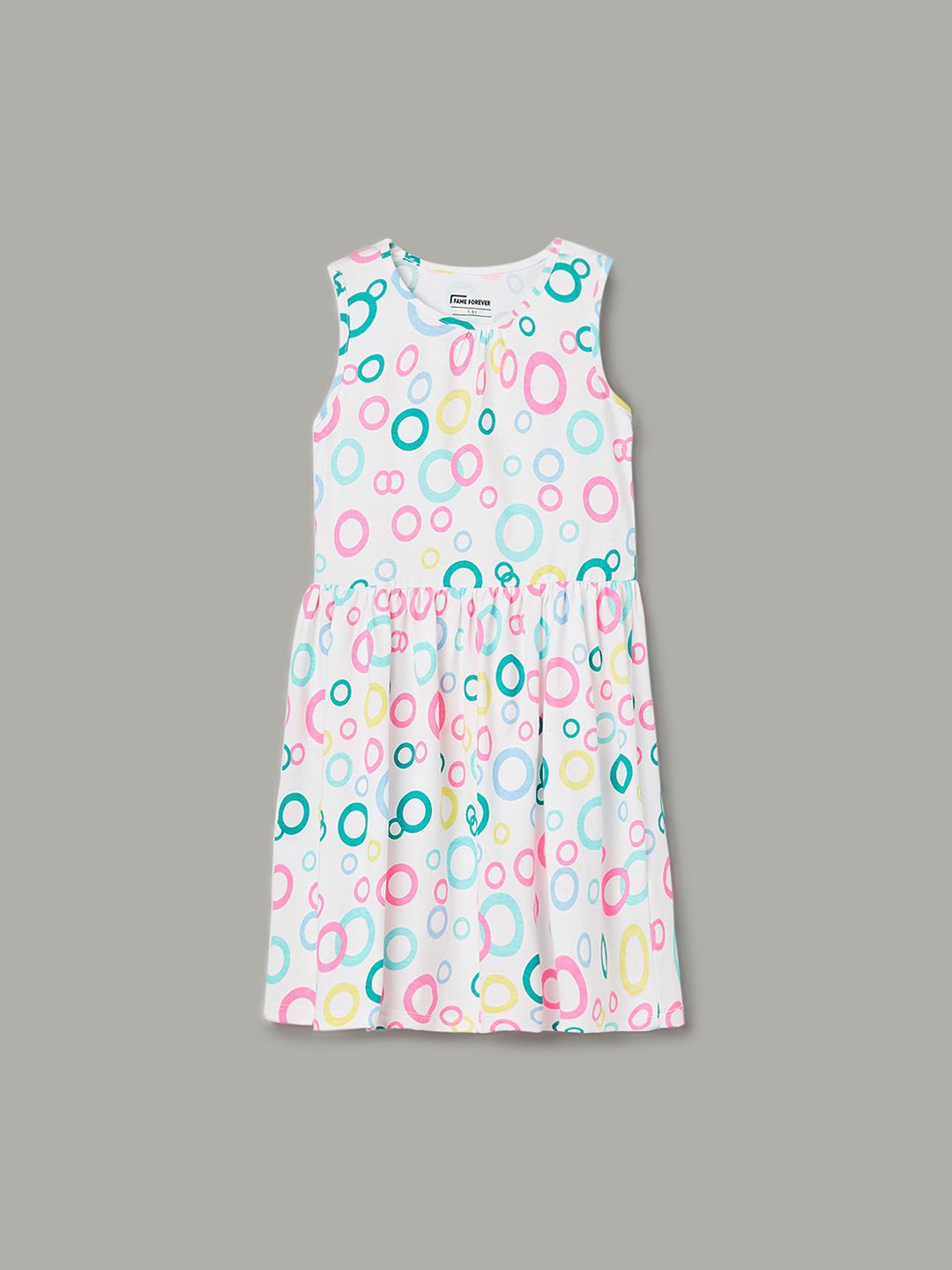 

Fame Forever by Lifestyle Girls Printed Sleeveless Cotton Fit & Flare Dress, White