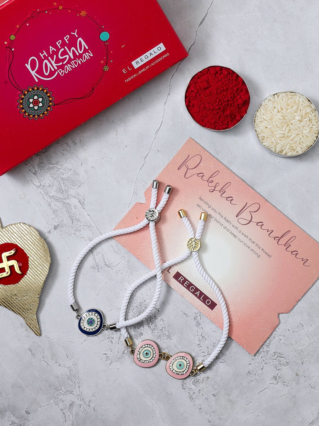 

EL REGALO Set of 2 Thread Rakhis, White