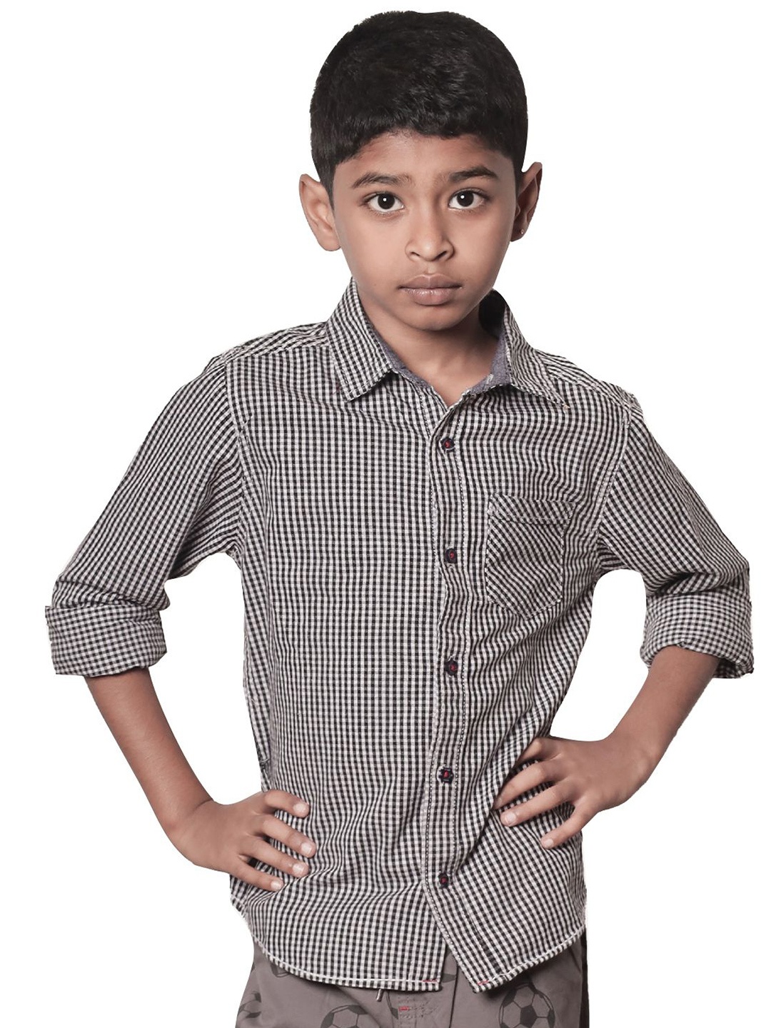 

BAESD Boys Gingham Checks Opaque Checked Casual Shirt, Black