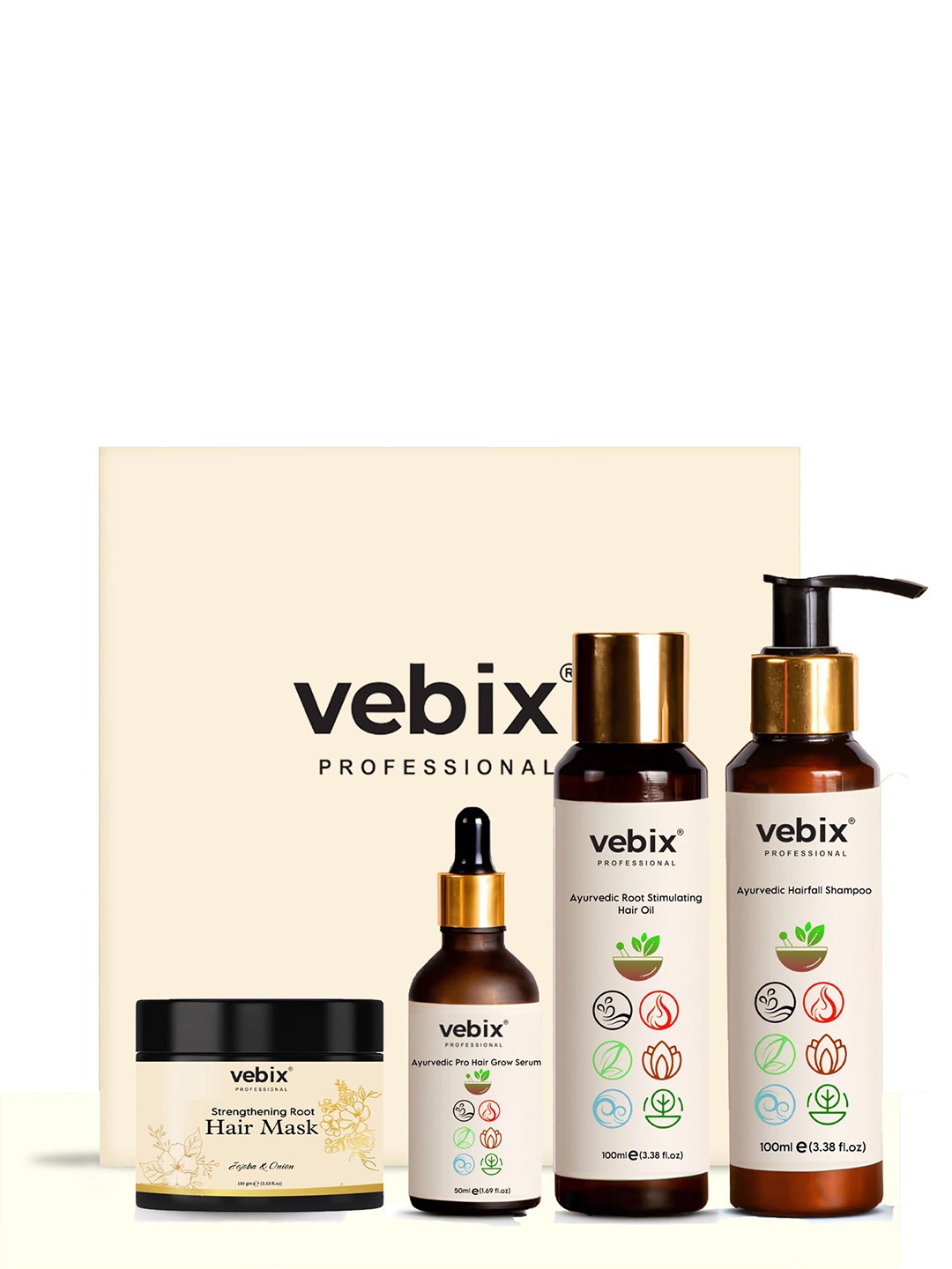 

Vebix Professional Set of 4 Hair Care Gift Set, Beige