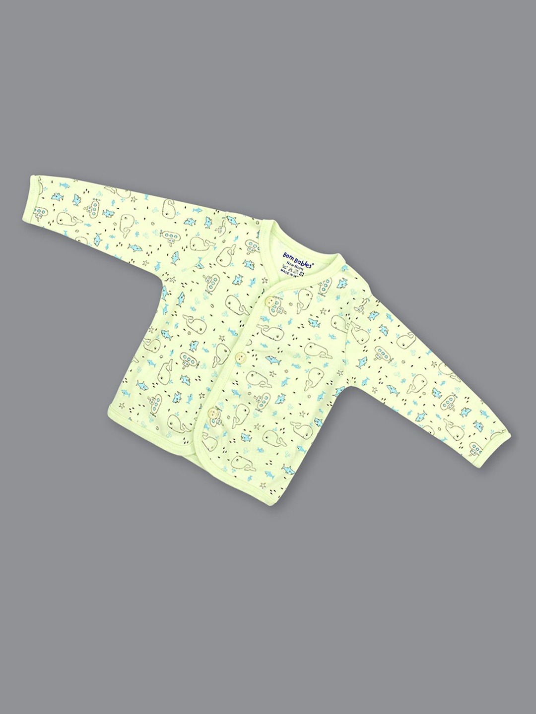 

Born Babies Infants Printed Pure Cotton Jhabla Vests VMNM240282, Green