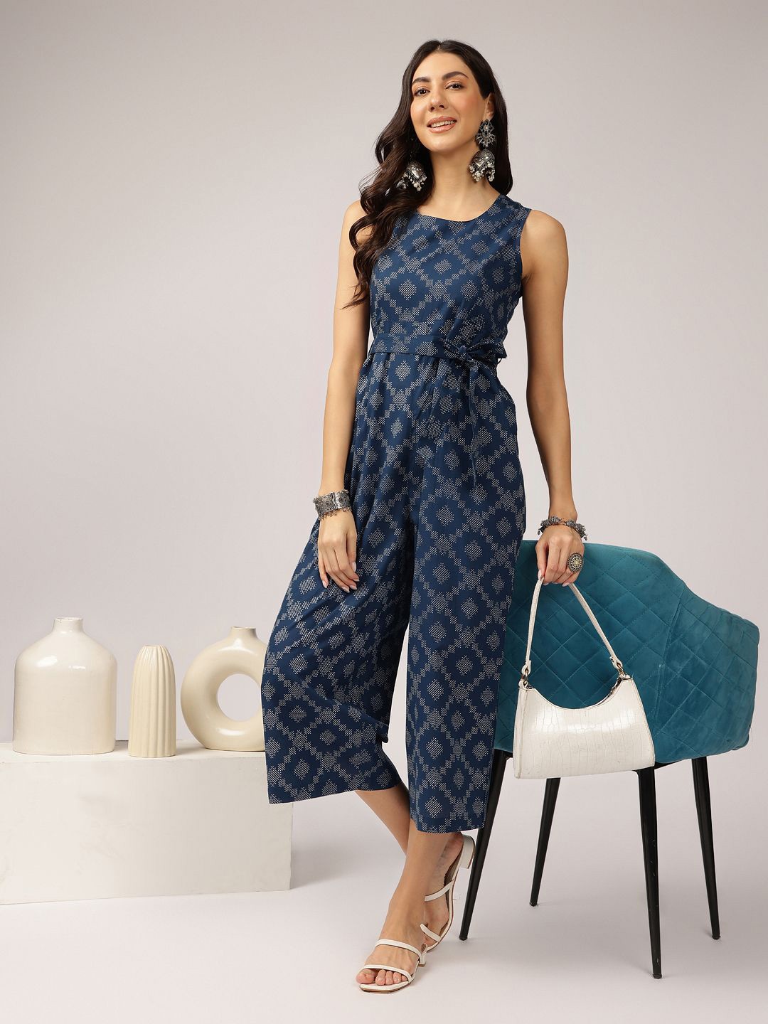 

Anouk Women Printed Sleeveless Basic Jumpsuit, Blue