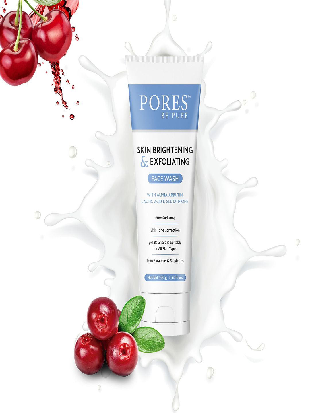 

PORES Be Pure Skin Brightening & Exfoliating Face Wash - 100g, White