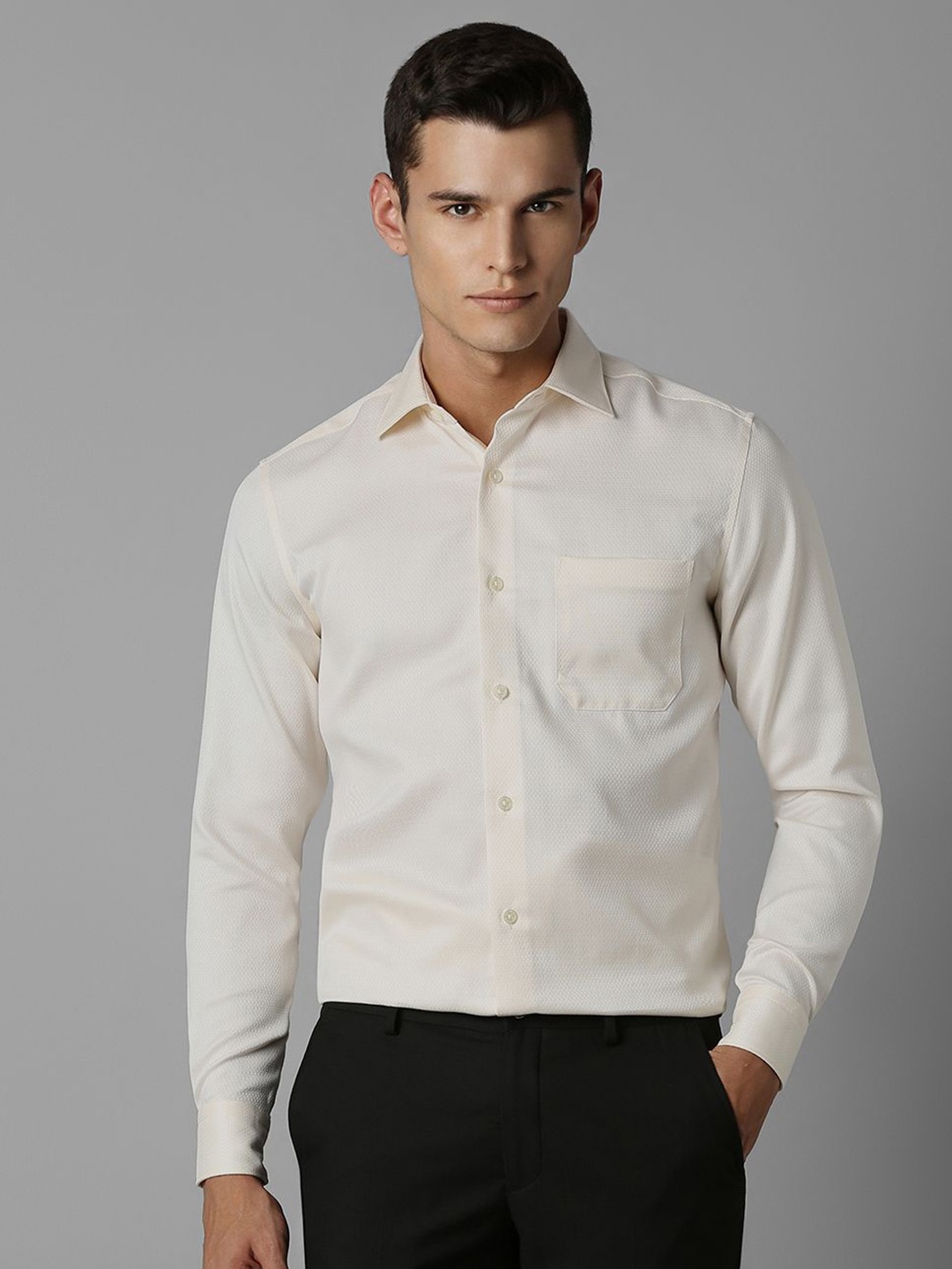 

Louis Philippe Men Opaque Formal Shirt, Cream