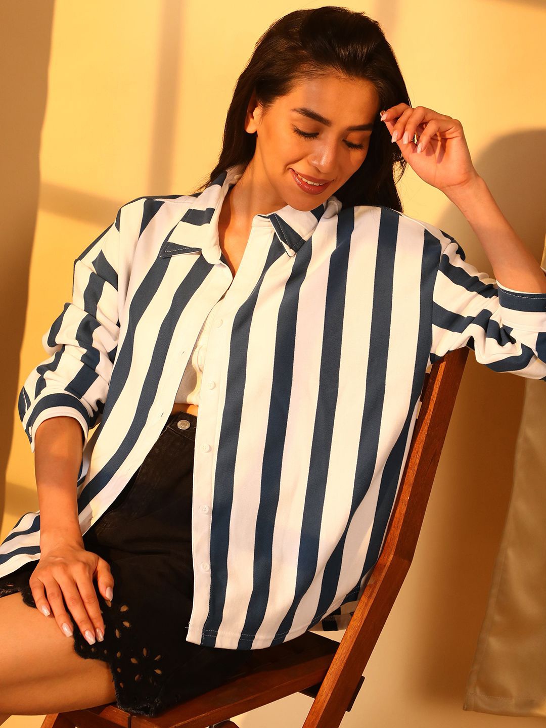 

PINACOLADA Women Relaxed Opaque Striped Casual Shirt, Multi