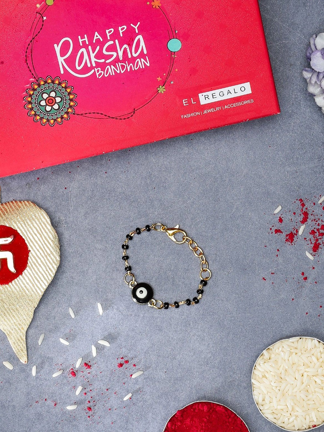 

EL REGALO Boys Beaded Wraparound Rakhi, Black