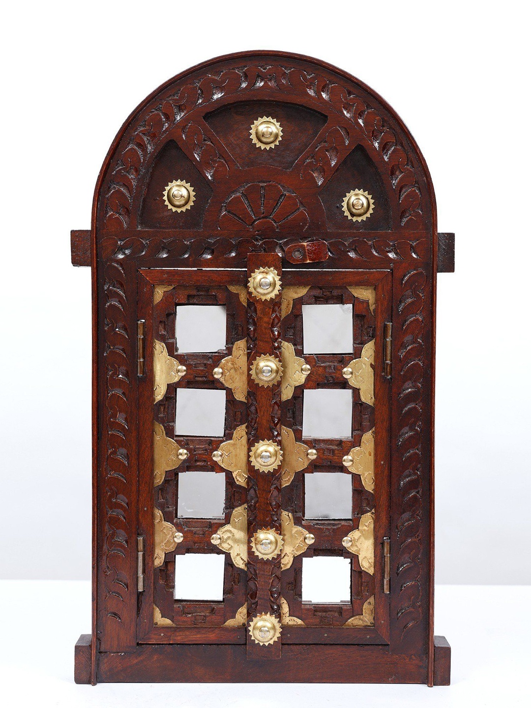 

Exotic India Brown & Gold toned Textured Wooden Window Wall Decor Hangings