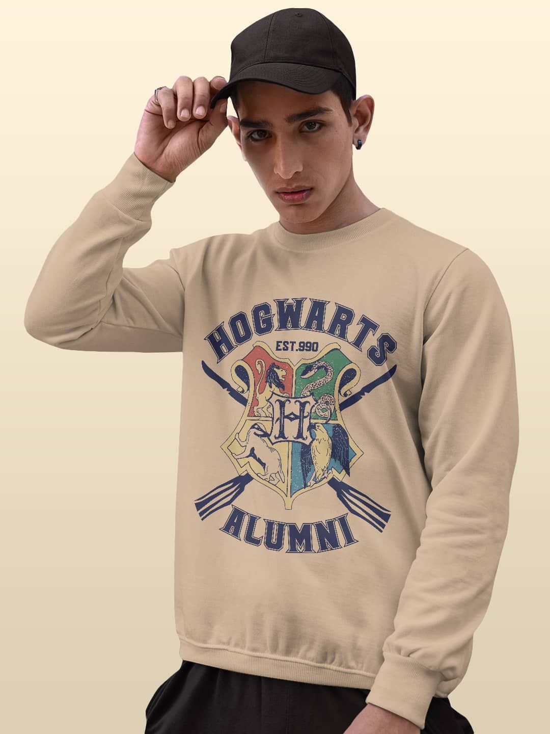 

macmerise Men Printed Sweatshirt, Beige