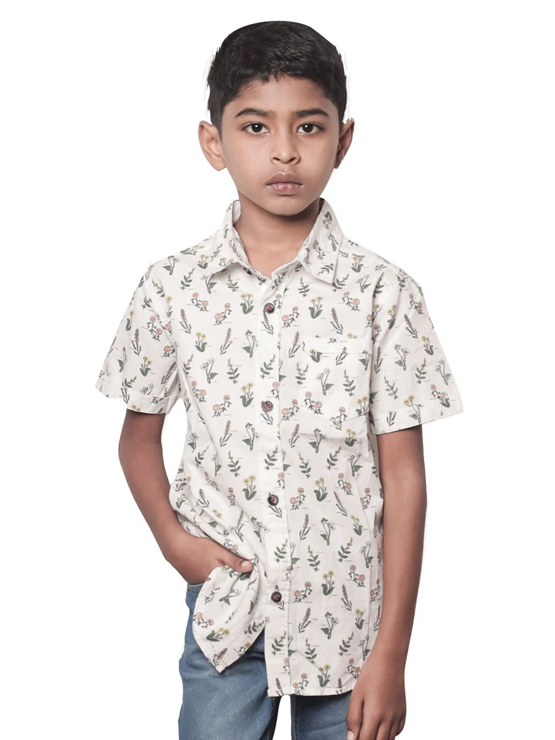 

BAESD Boys Opaque Printed Casual Shirt, White