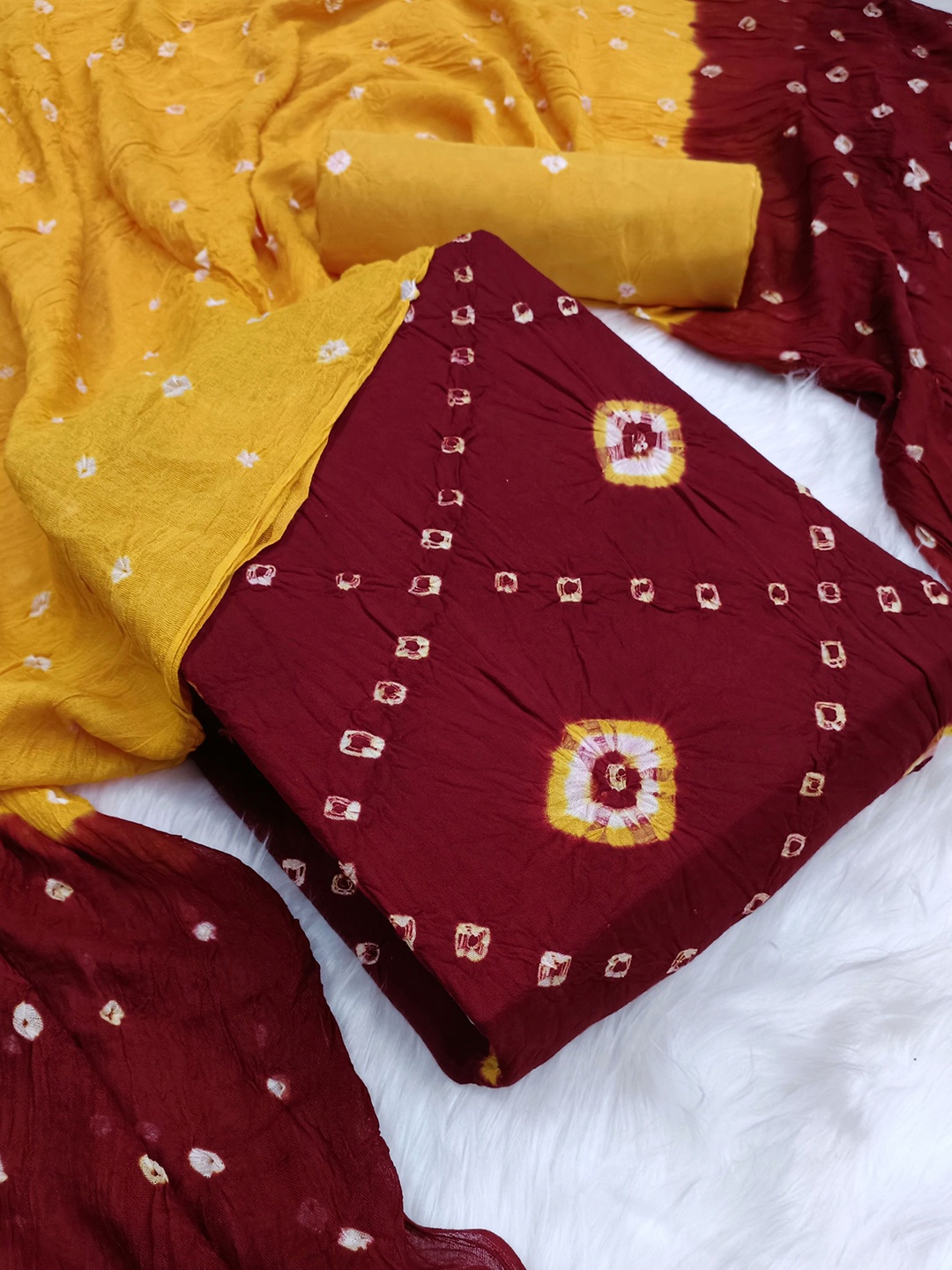 

Mitera Printed Pure Cotton Unstitched Dress Material, Maroon
